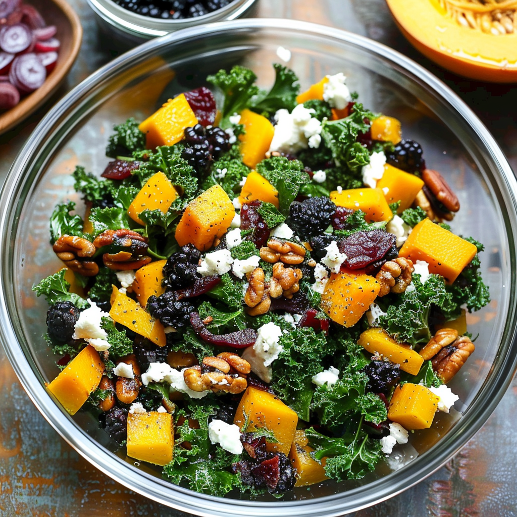 Recipe preparation for Butternut Squash & Kale Harvest Salad