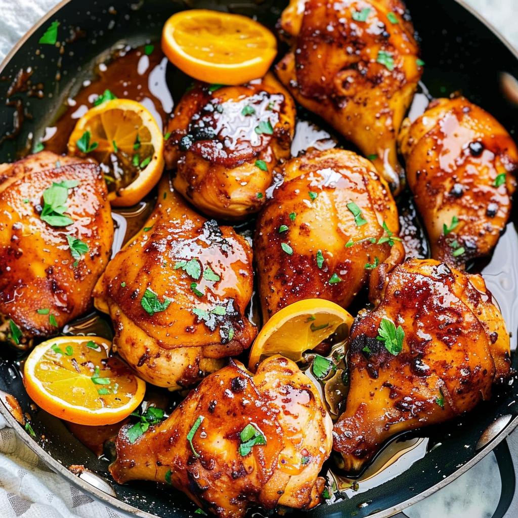 Recipe preparation for Spiced Orange Honey Glazed Chicken