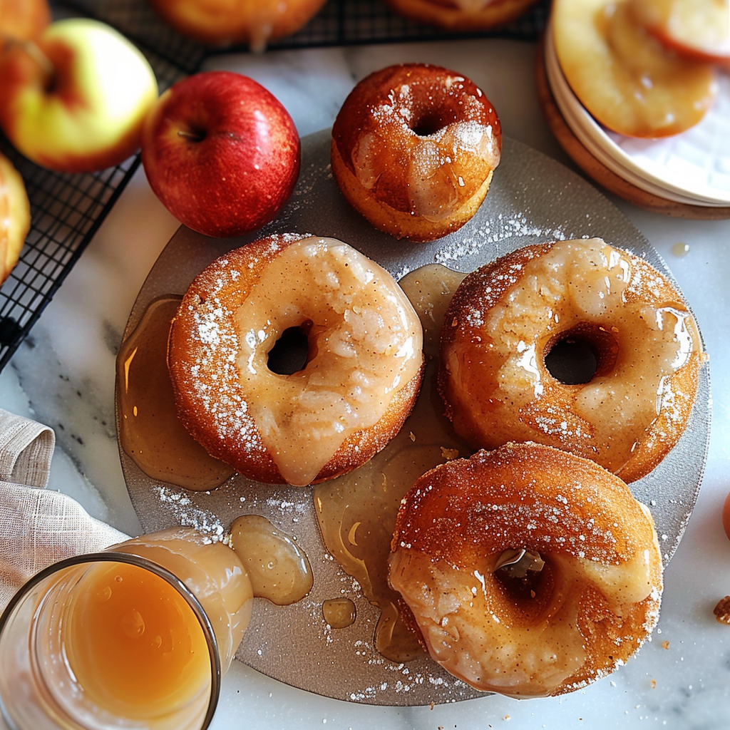 Recipe preparation for Hot Honey Cinnamon Apple Donuts