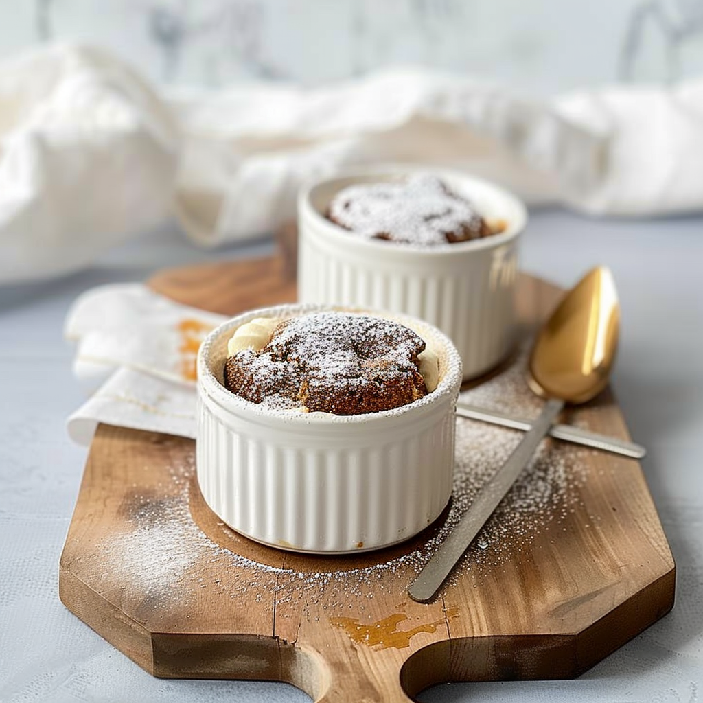 Recipe preparation for White Chocolate Gingerbread Soufflé
