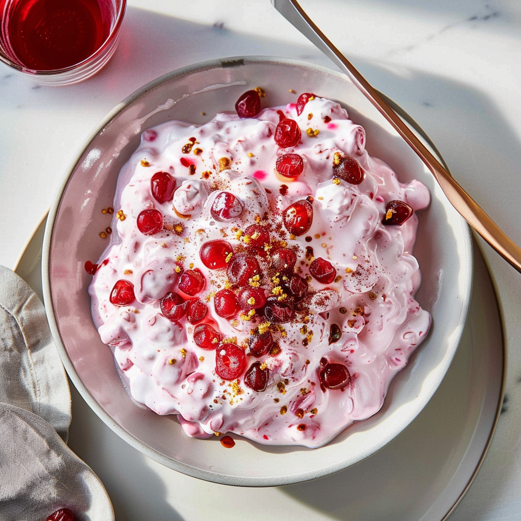 Recipe preparation for No-Bake Cranberry Fluff Salad