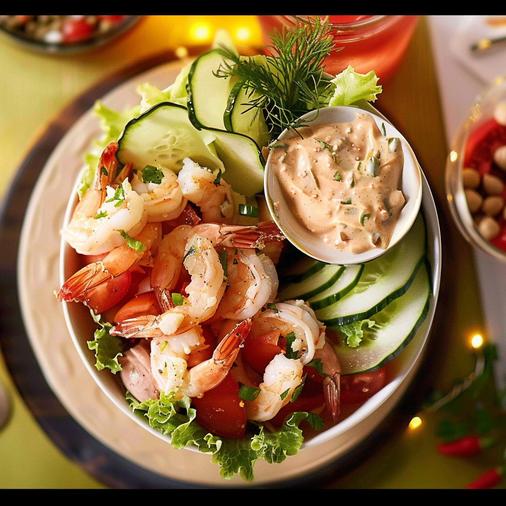 Recipe preparation for Festive Shrimp Cocktail Platter