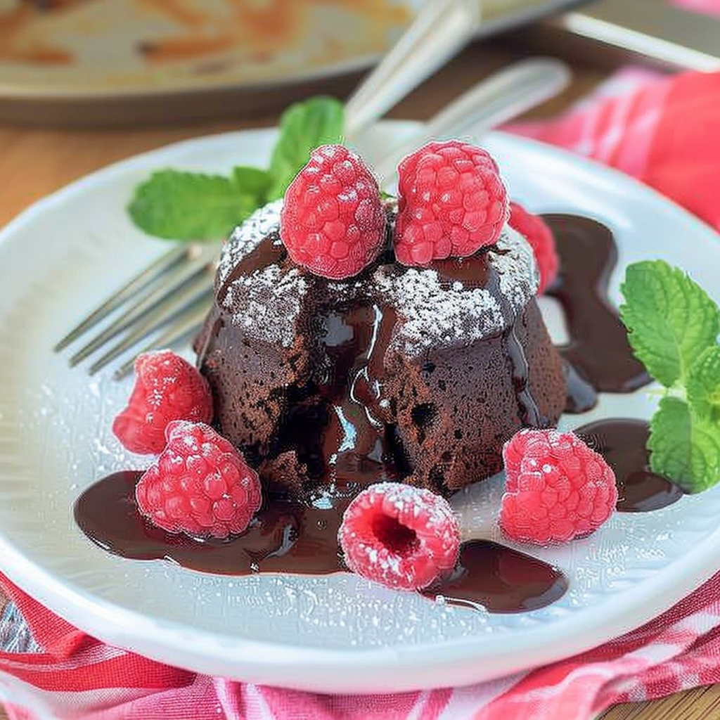 Recipe preparation for Mini Gluten-Free Chocolate Raspberry Lava Cakes