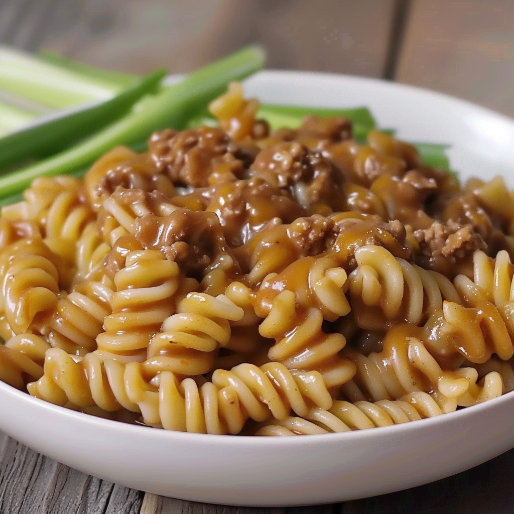 Recipe preparation for One-Pot Cheeseburger Pasta