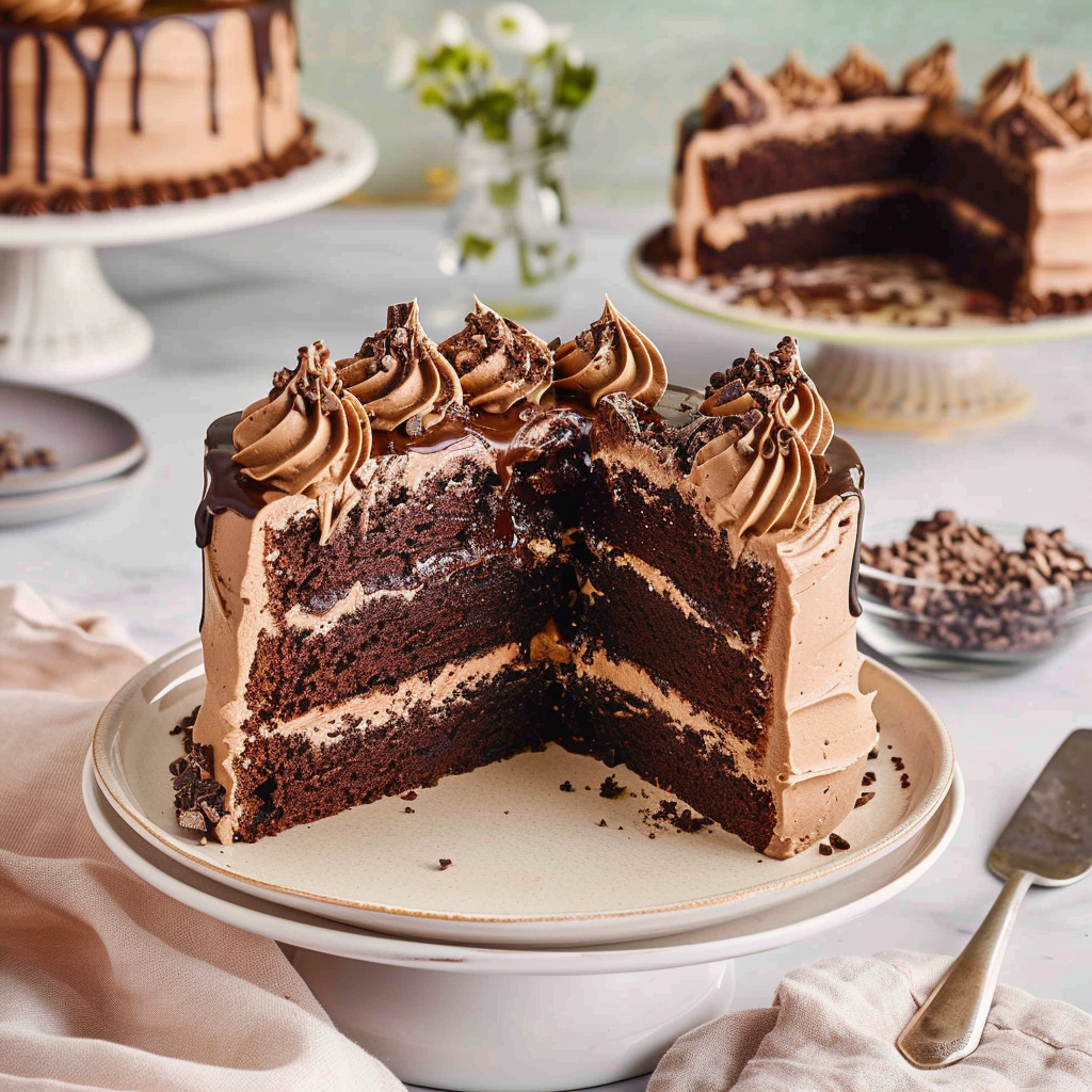 Recipe preparation for Chocolate Espresso Cake with Mocha Frosting