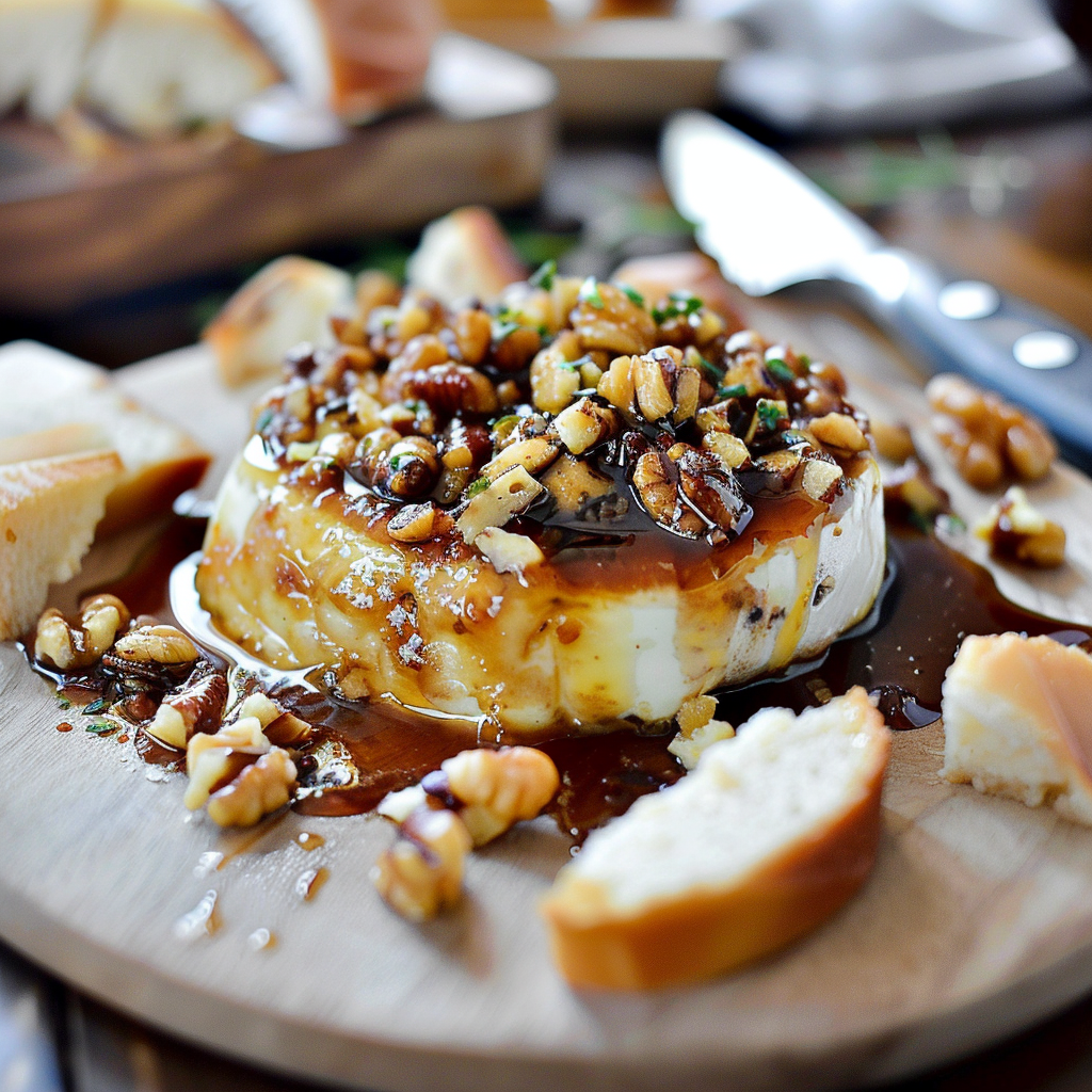 Recipe preparation for Mini Baked Brie with Fig Jam and Walnuts