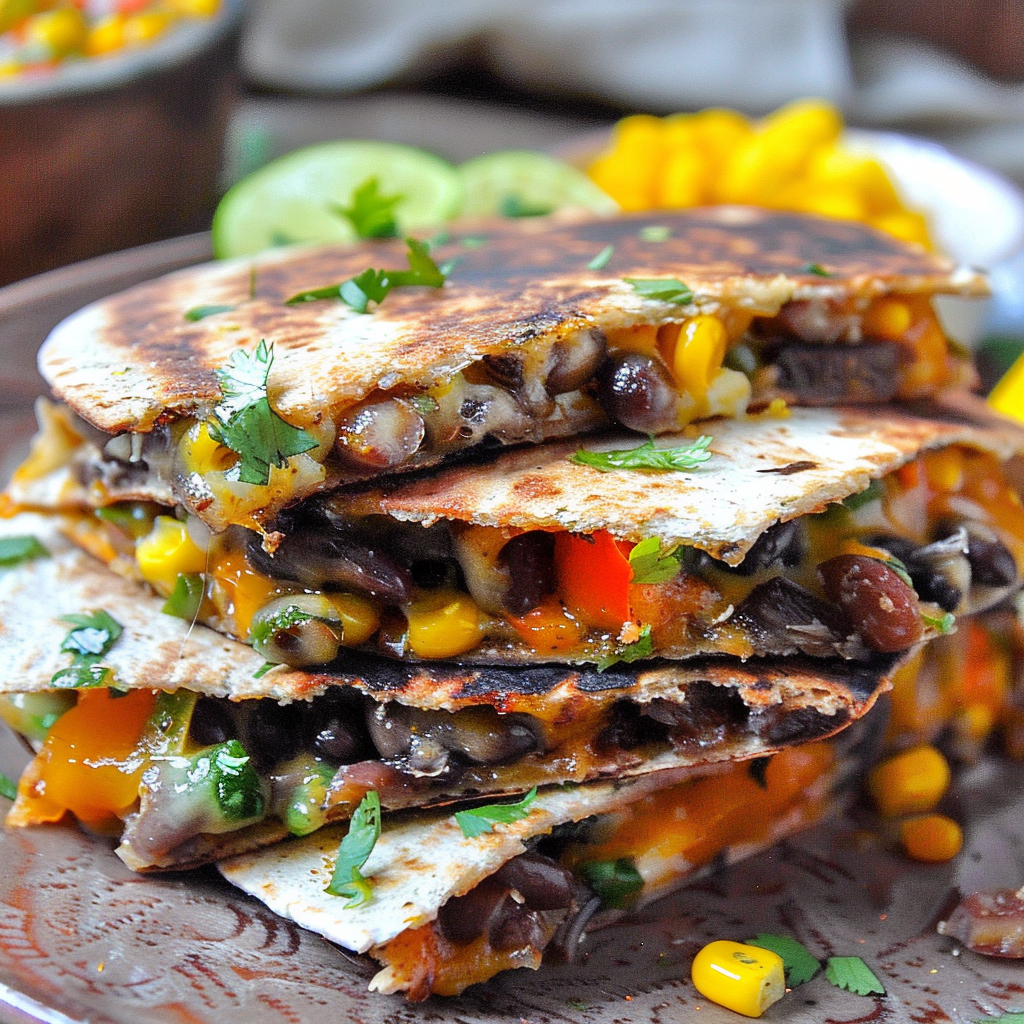 Recipe preparation for Easy Skillet Black Bean and Corn Quesadillas