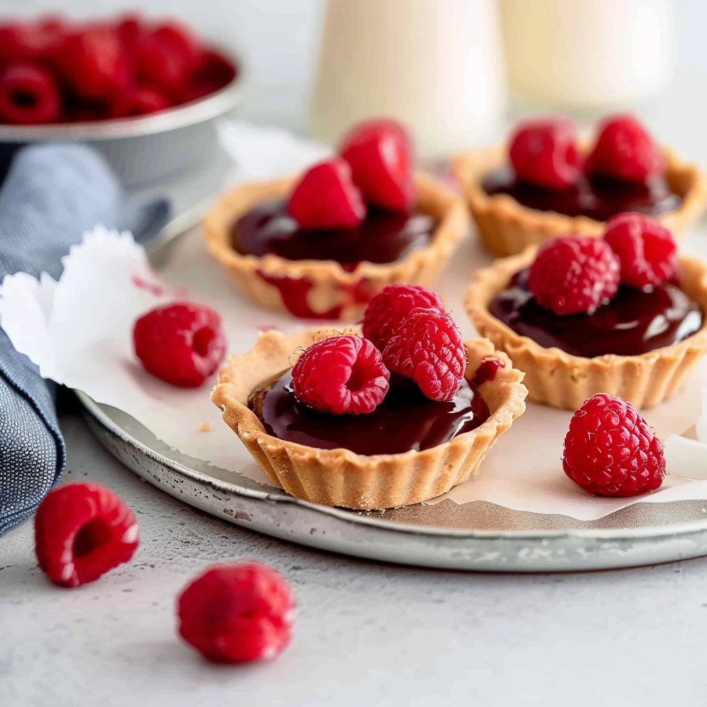 Recipe preparation for Mini Gluten-Free Chocolate Raspberry Tartlets