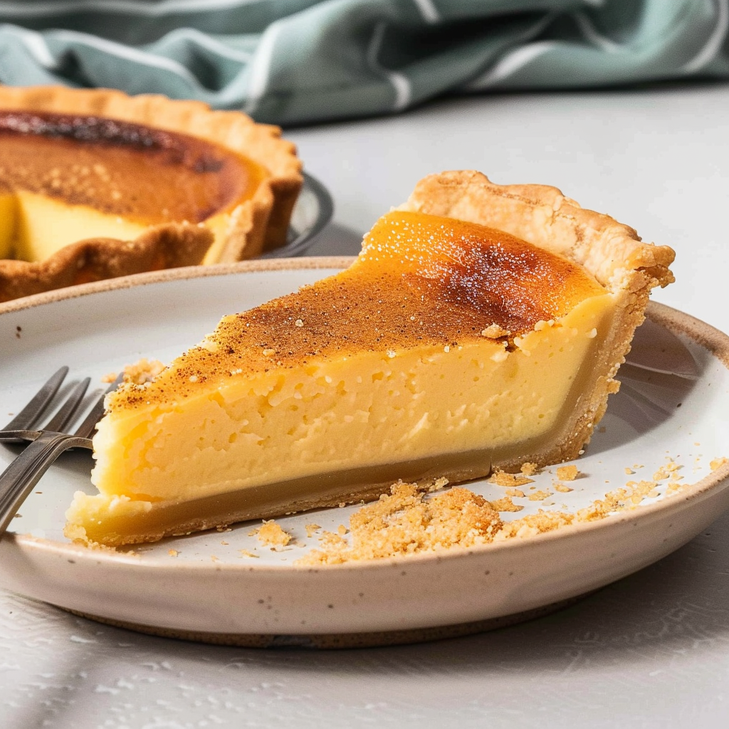 Recipe preparation for Eggnog Custard Tart with Nutmeg