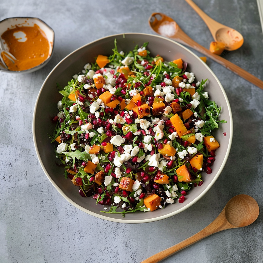 Recipe preparation for Pomegranate Feta Winter Salad