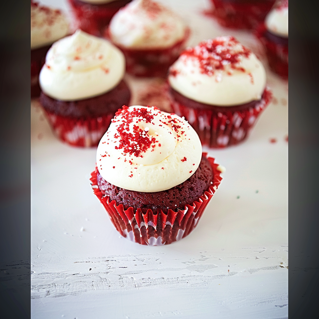 Recipe preparation for Red Velvet Peppermint Cupcakes