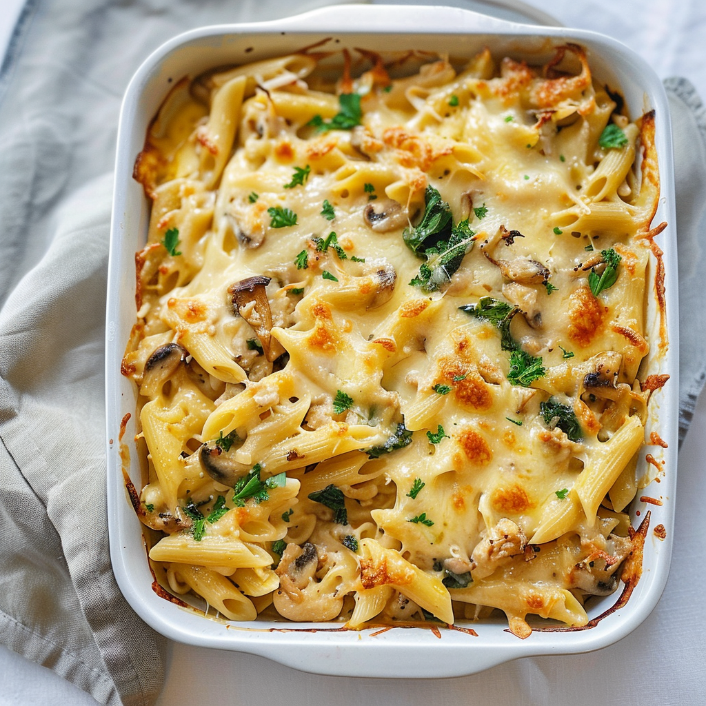 Recipe preparation for Cheesy French Onion Pasta Bake