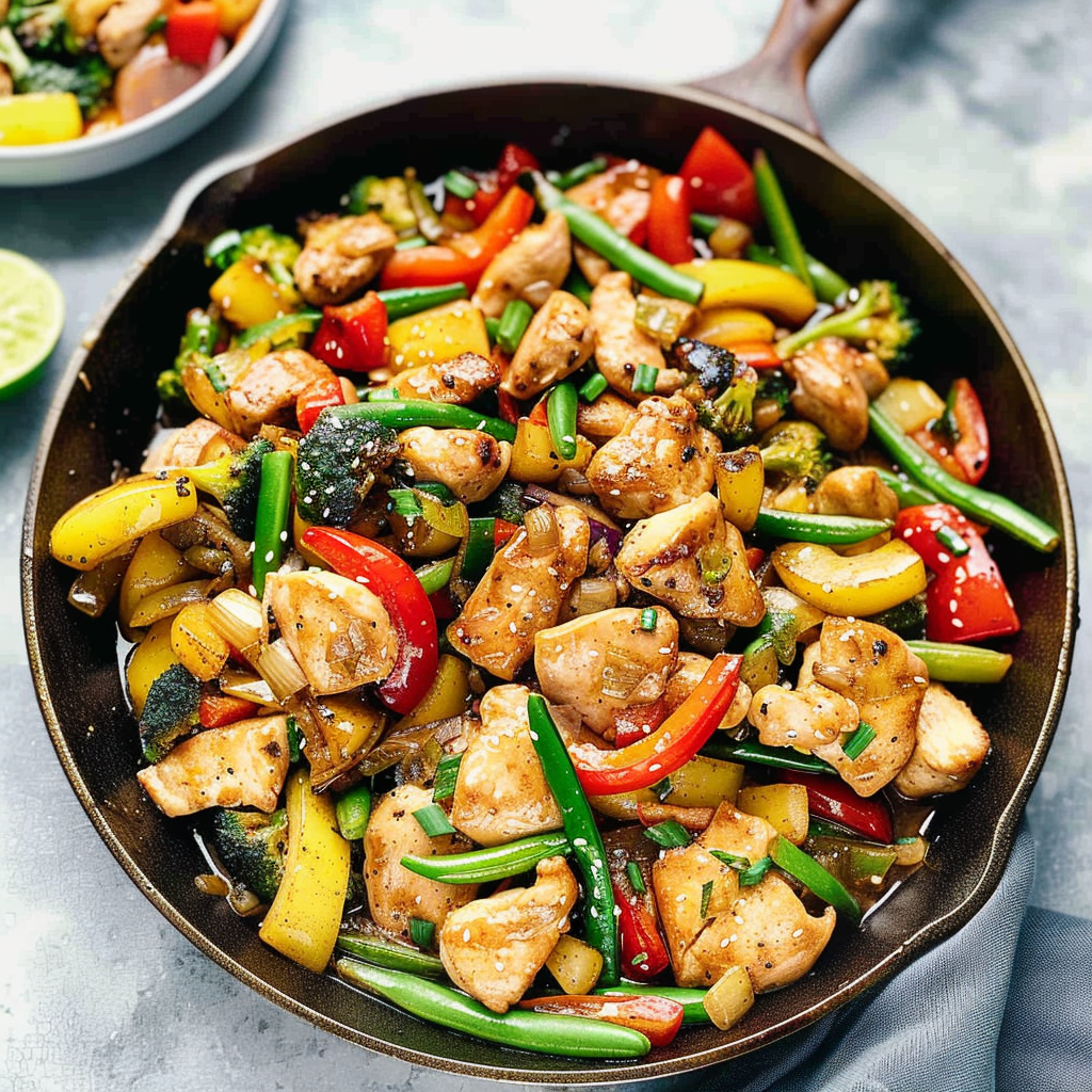 Recipe preparation for Honey Garlic Chicken Stir-Fry