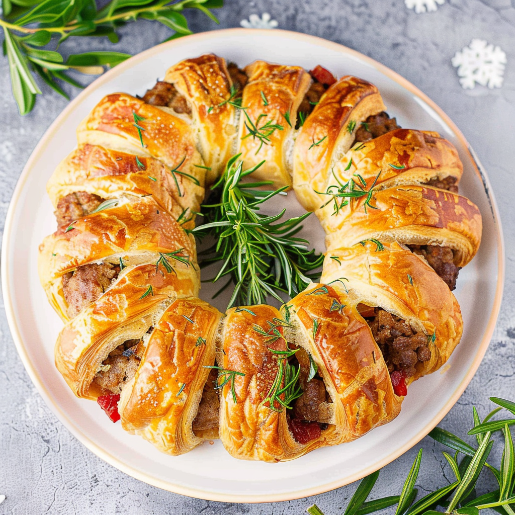 Recipe preparation for Sausage Roll Wreath