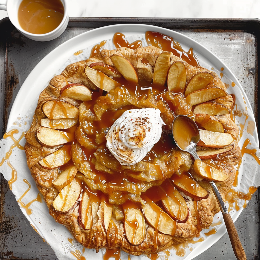 Recipe preparation for Salted Butter Caramel Apple Galette