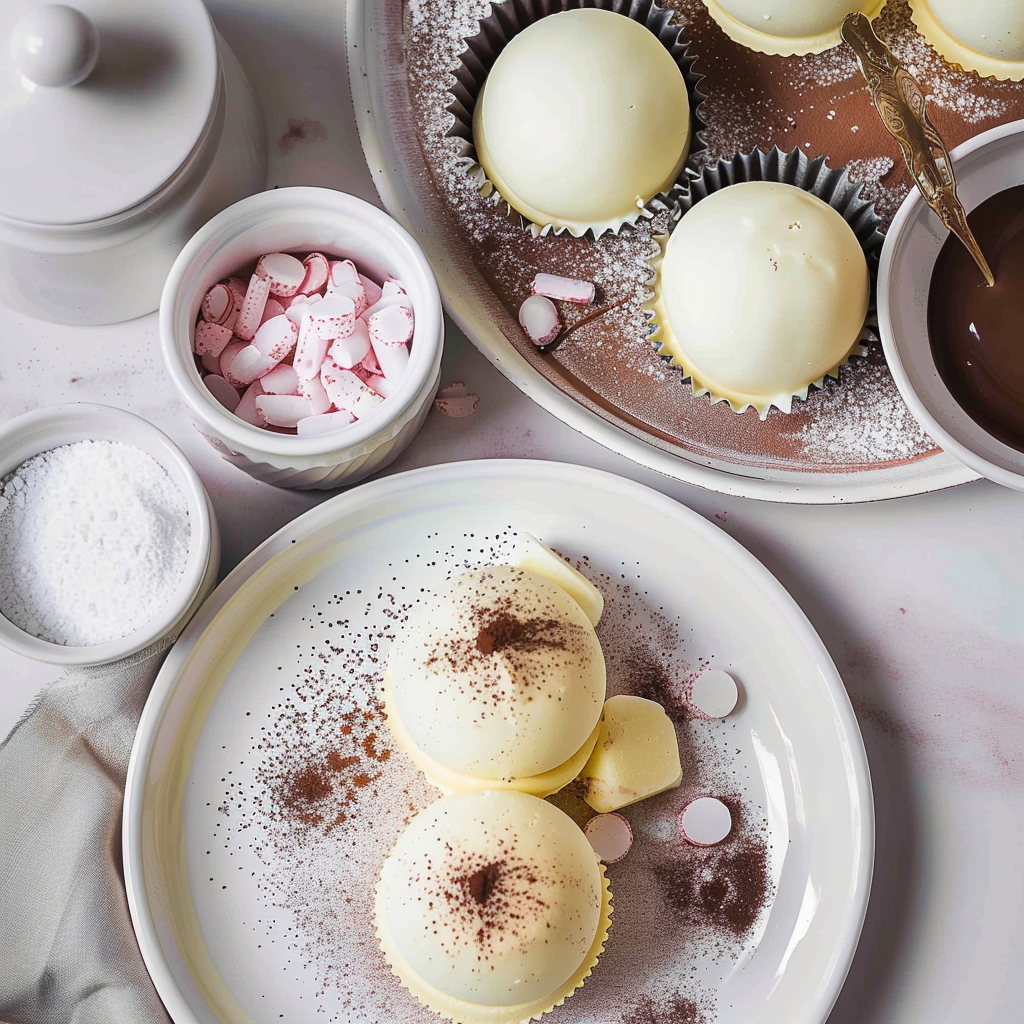 Recipe preparation for Winter-Spiced White Hot Chocolate Bombs