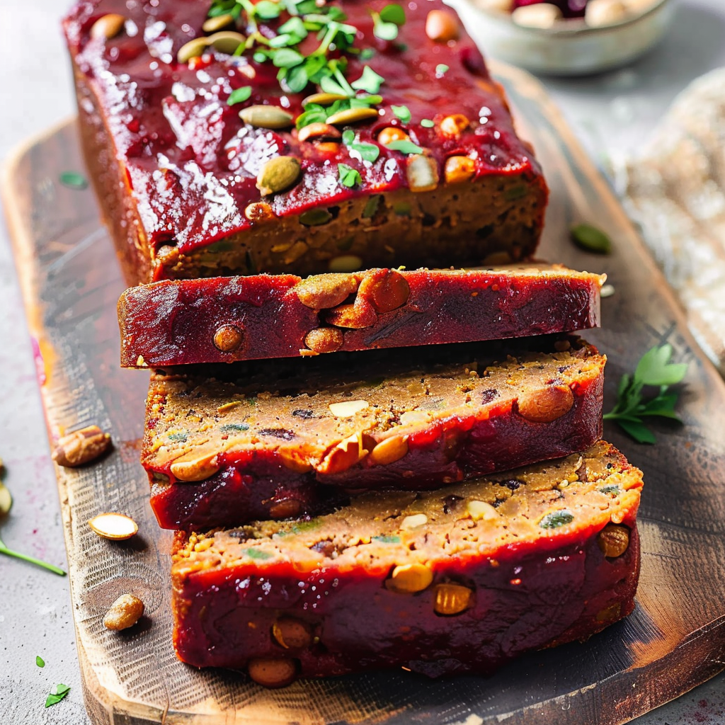 Recipe preparation for Vegetarian Lentil Mushroom Loaf with Cranberry Glaze