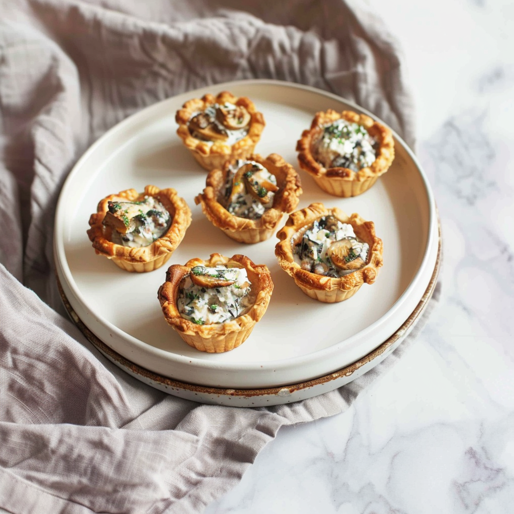 Recipe preparation for Mini Truffle Mushroom Tartlets