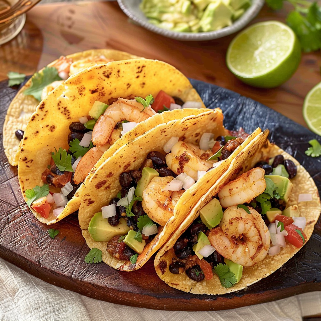Recipe preparation for Quick Shrimp and Black Bean Tacos