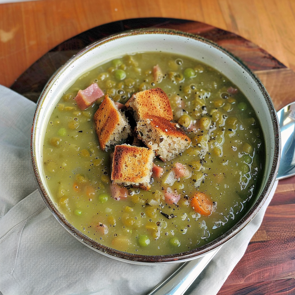 Recipe preparation for Split Pea Soup with Ham