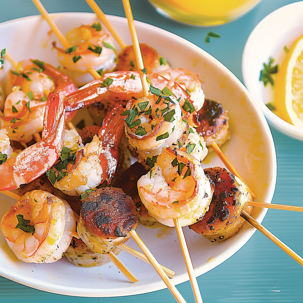 Recipe preparation for Prawn and Chorizo Skewers