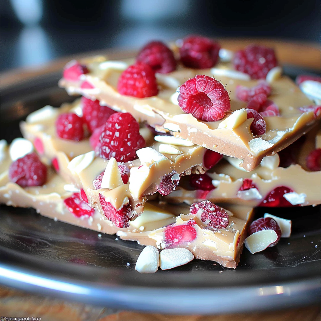 Recipe preparation for White Chocolate Raspberry Bark Bites