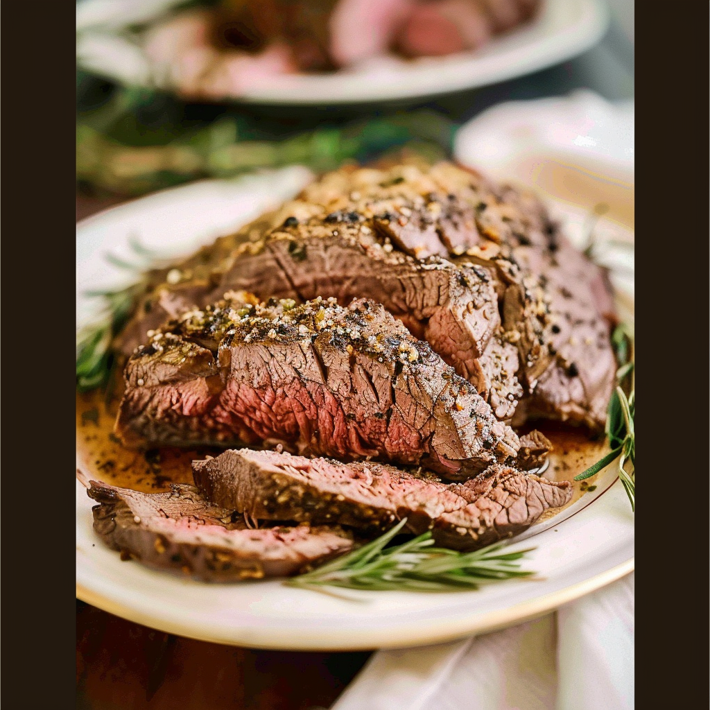 Recipe preparation for Garlic Butter Roast Beef with Pan Drippings
