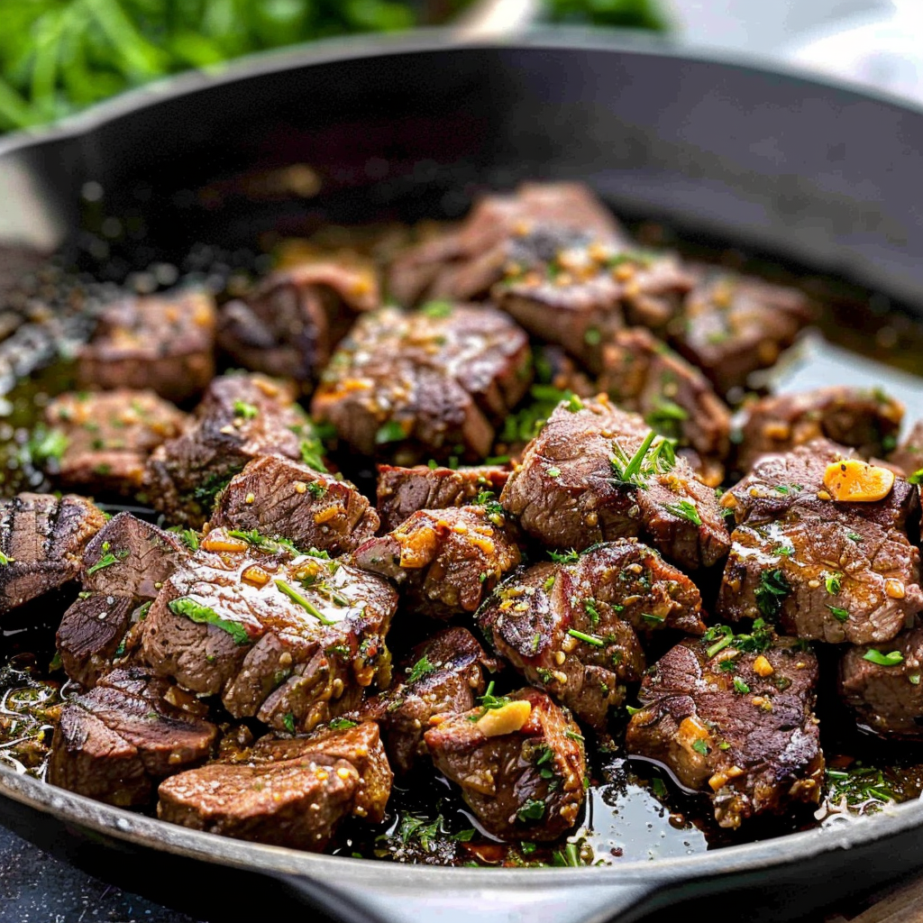 Recipe preparation for New Year Garlic Butter Steak Skillet