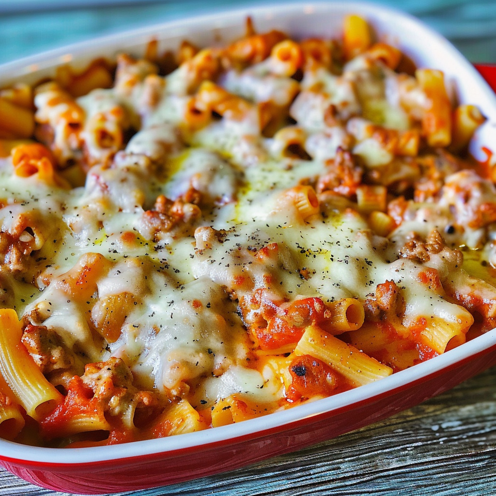 Recipe preparation for Cheesy Oven-Baked Party Pasta