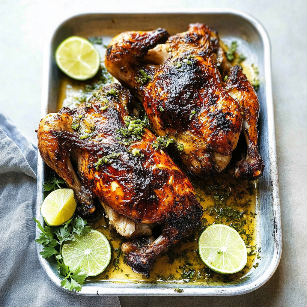 Recipe preparation for Garlic-Lime Spatchcock Chicken