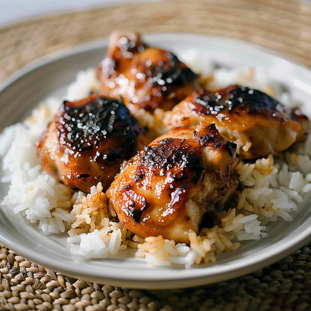 Recipe preparation for Miso Ginger Chicken Thighs with Rice