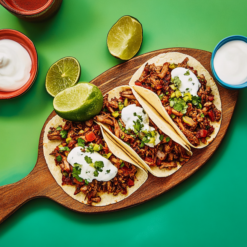 Recipe preparation for Kiwi-Salsa Braised Brisket Tacos