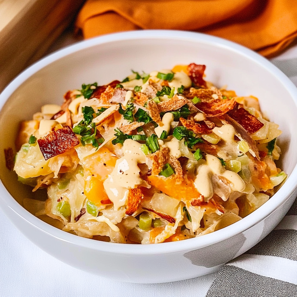 Recipe preparation for Garlic-Loaded Cabbage & Potato Bake