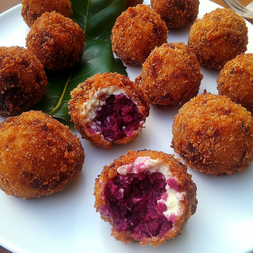 Recipe preparation for Beetroot Arancini