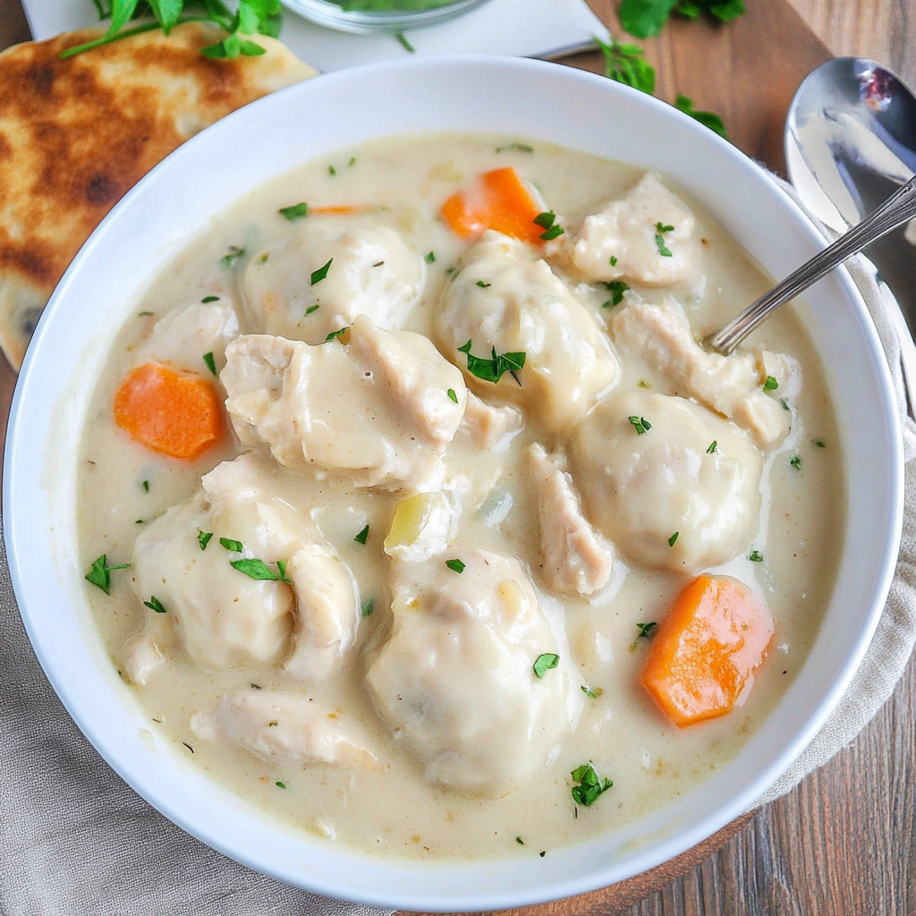 Recipe preparation for Creamy Chicken & Dumplings
