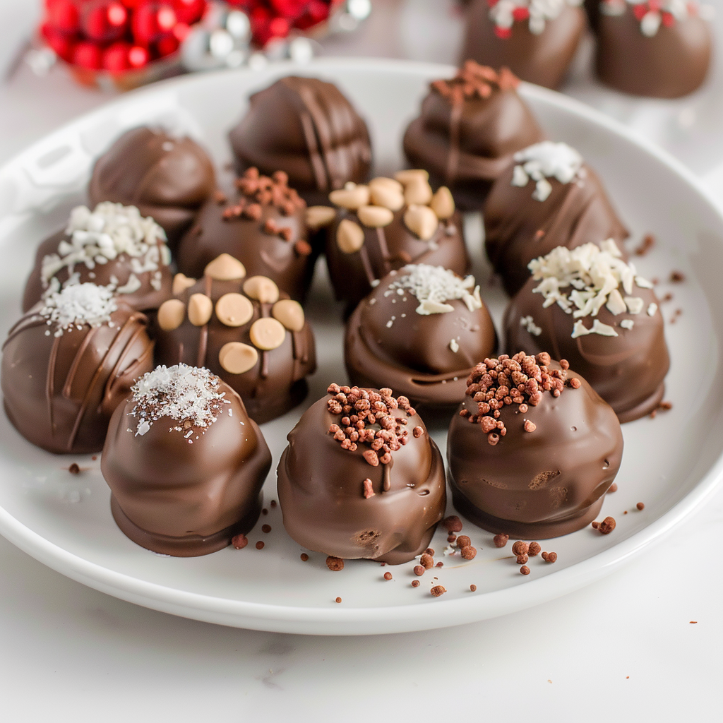 Recipe preparation for Hot Cocoa Cream Cheese Truffles