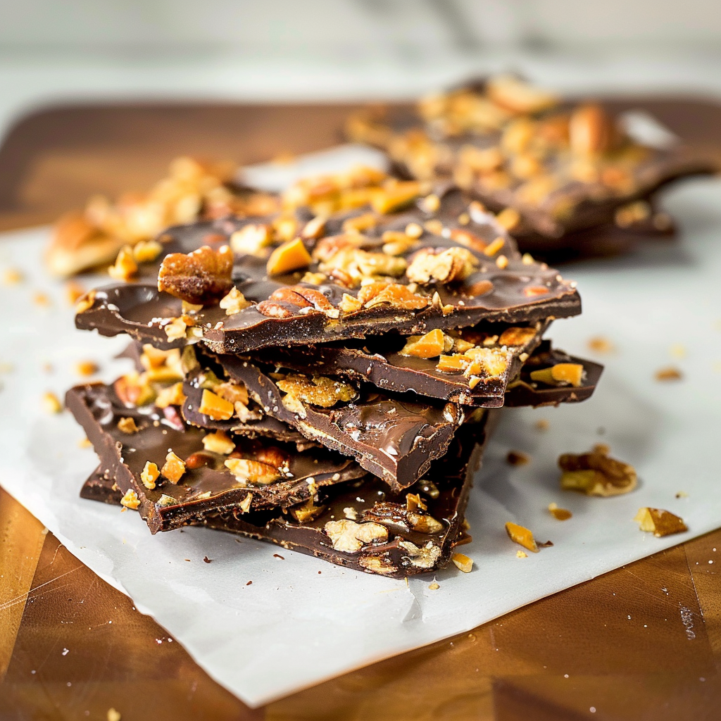 Recipe preparation for Maple Pecan Toffee Bark