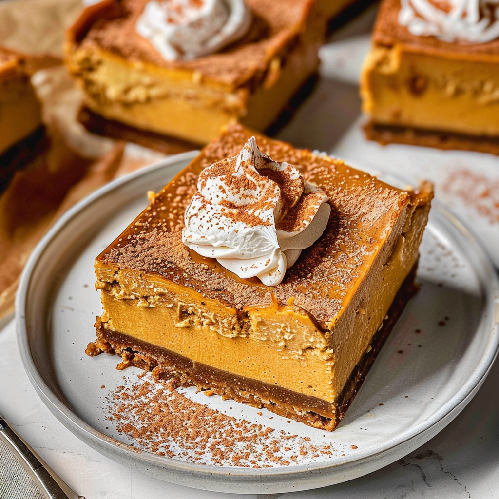 Recipe preparation for Pumpkin Spice Truffle Cheesecake Bars
