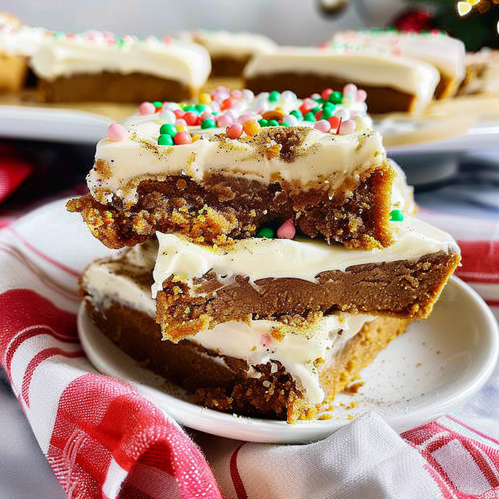 Recipe preparation for Holiday Gingerbread Creme Pie Bars