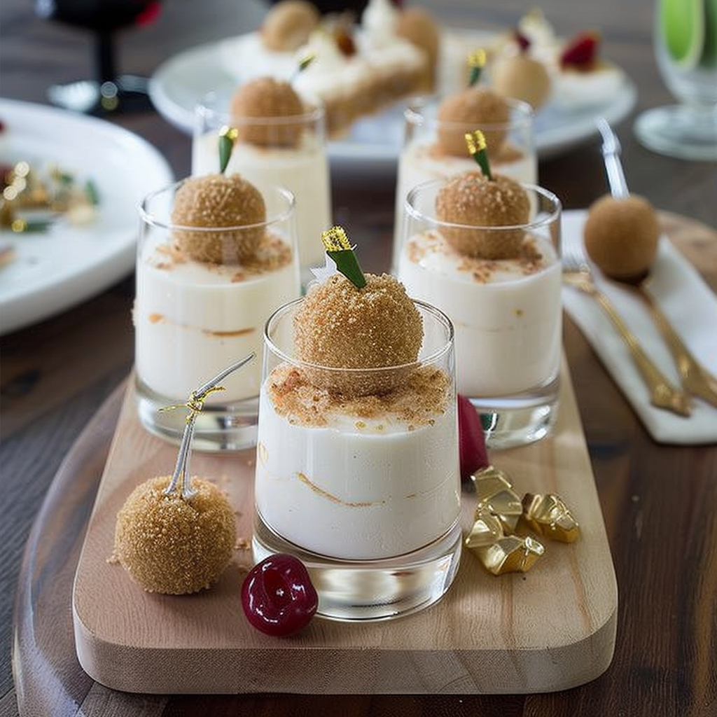 Recipe preparation for Sparkling Peach Champagne Cheesecake Shots