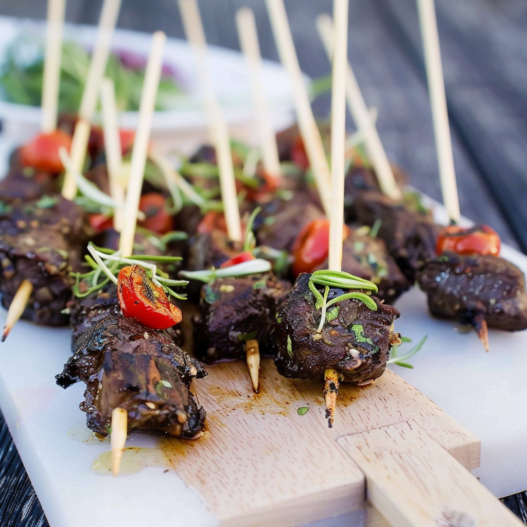 Recipe preparation for NYE Chili Garlic Steak Bite Skewers
