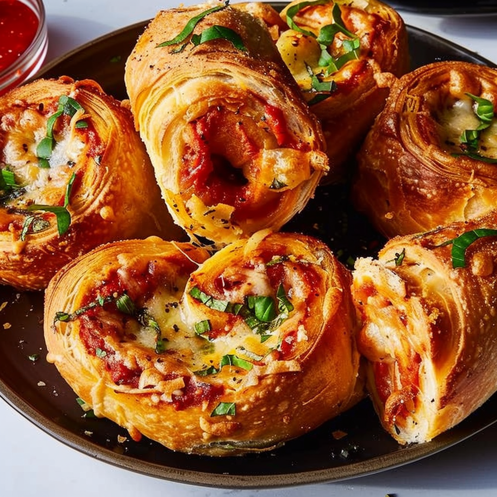 Recipe preparation for Golden Parmesan Chicken Puff Pastry Rolls