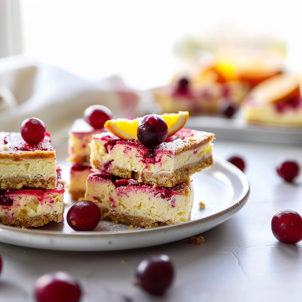 Recipe preparation for Cranberry Orange Cheesecake Squares