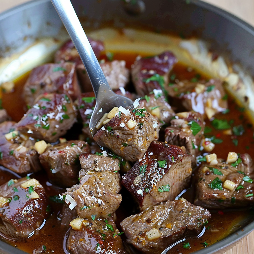 Recipe preparation for Black Pepper Parmesan Steak Bites