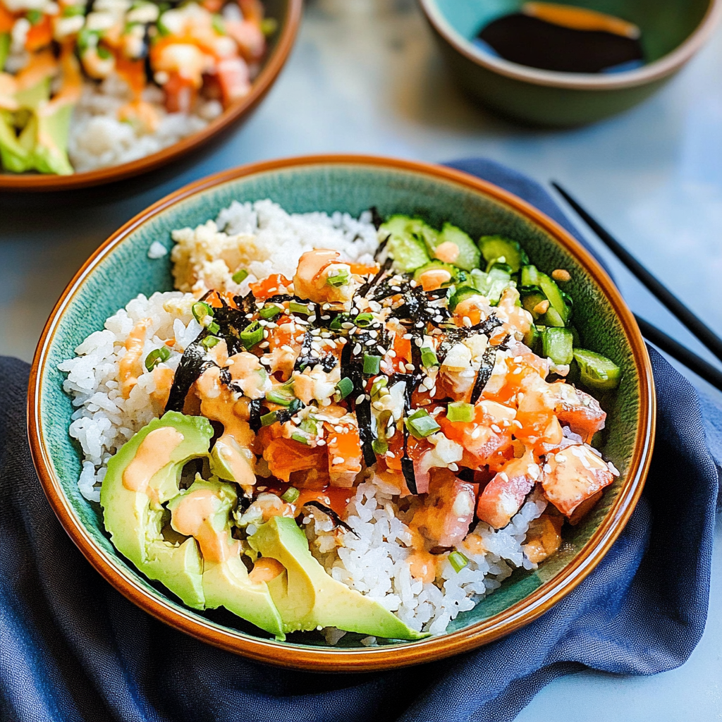 Recipe preparation for Crunch Roll Sushi Bowl