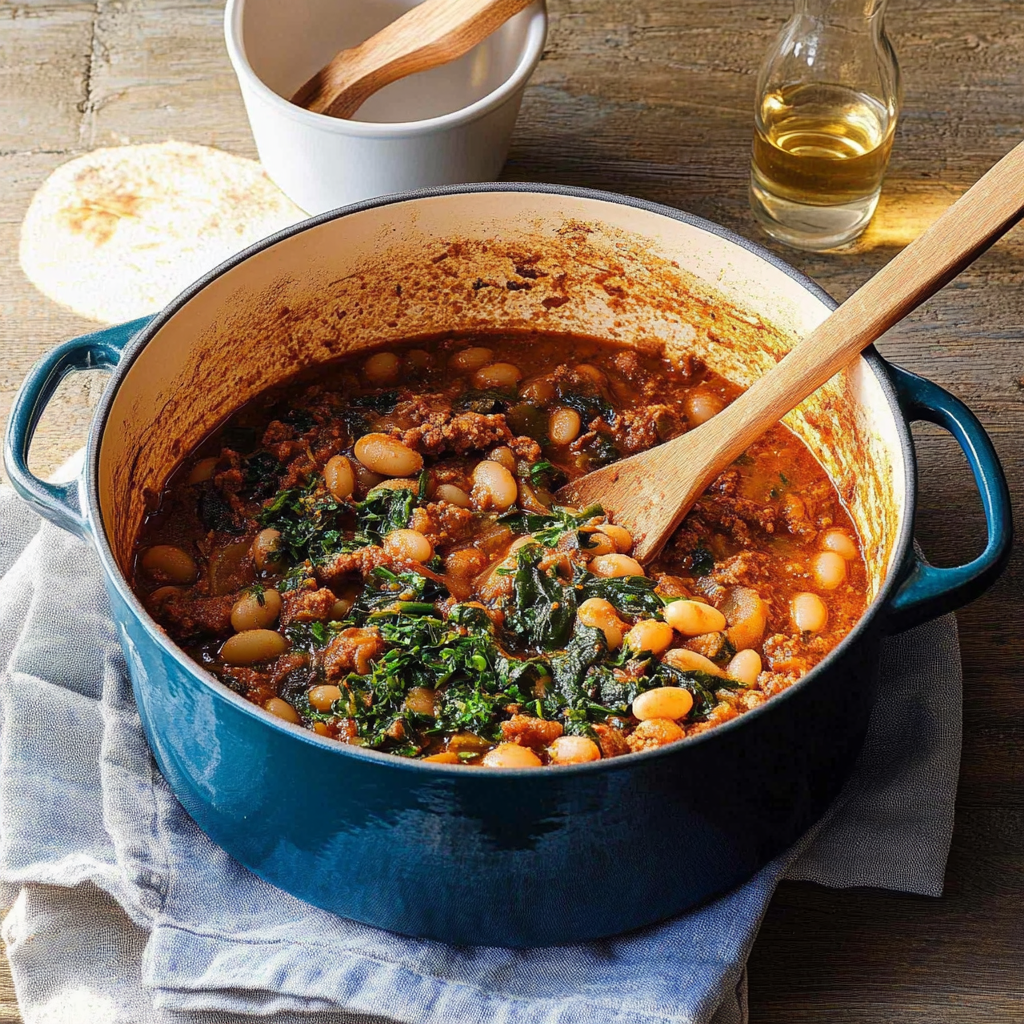 Recipe preparation for New England Bean & Bog Cassoulet