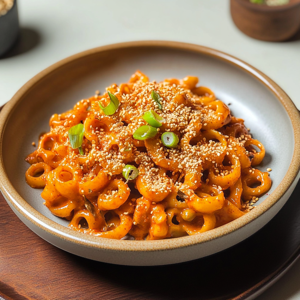 Recipe preparation for Pink Gochujang Cream Pasta