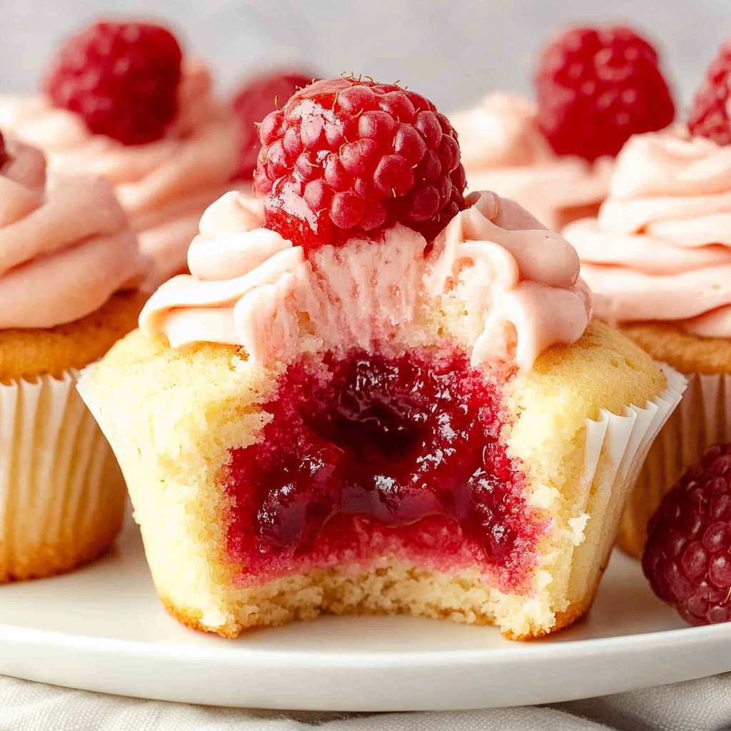 Recipe preparation for Raspberry Almond Cupcakes