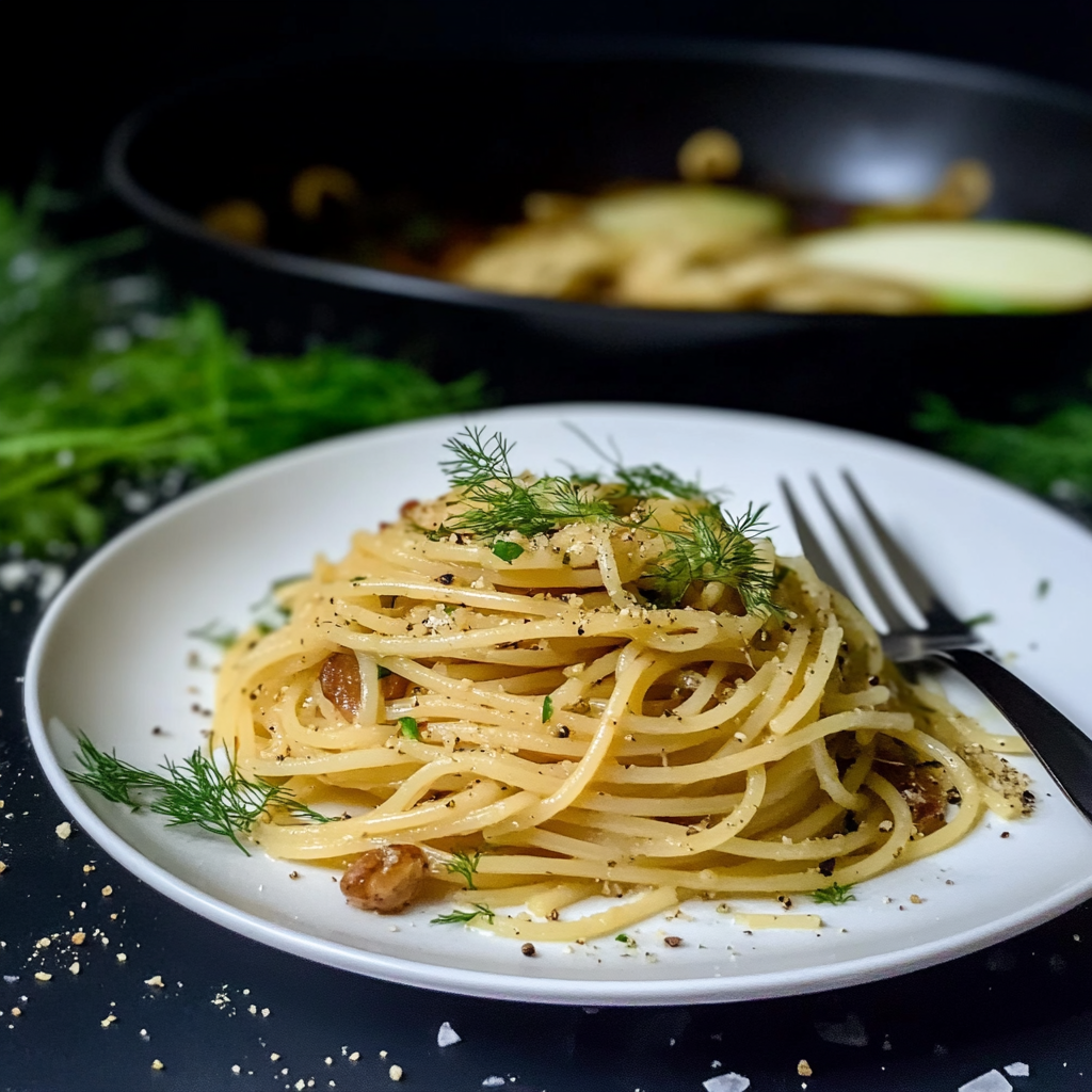 Recipe preparation for Spaghetti with Roasted Fennel and Olive Oil