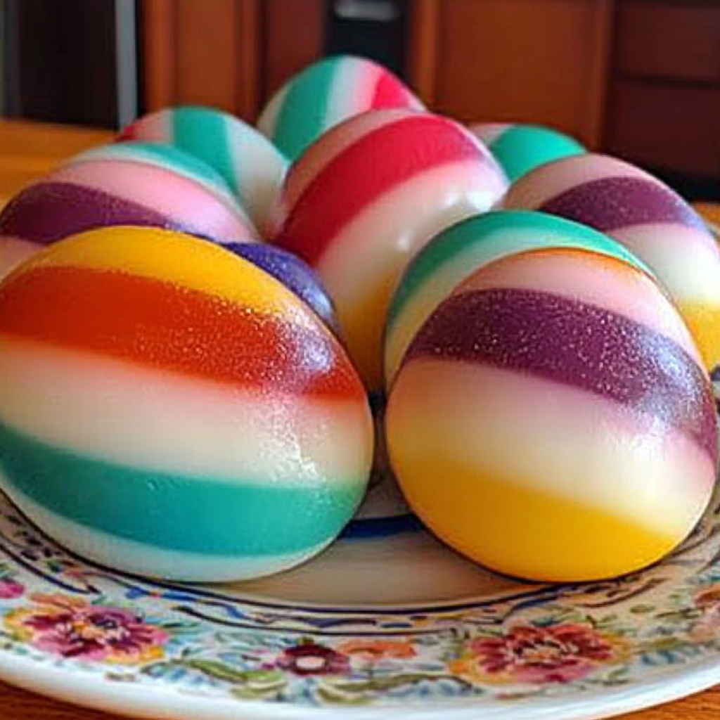 Recipe preparation for Rainbow Jello Eggs